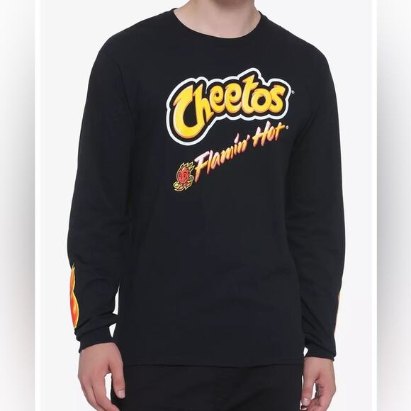 Cheetos Flamin Hot Long Sleeve T-Shirt Black Mens Size Small New NWT - Picture 1 of 10